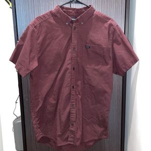 Men’s Maroon RVCA Slim Fit Button Up. Size L.